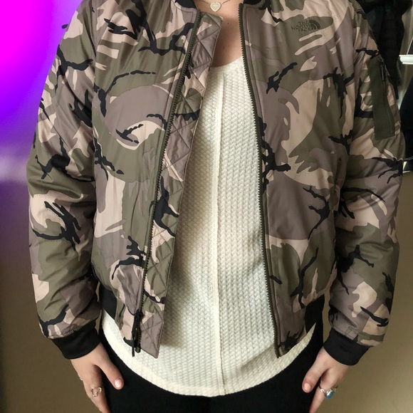 north face camo bomber jacket
